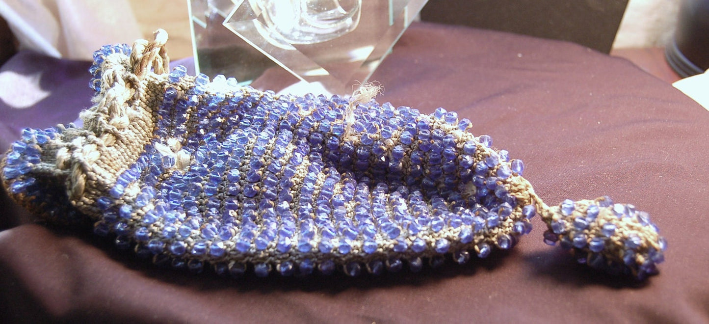 Antique Blue Beaded Purse - 1910