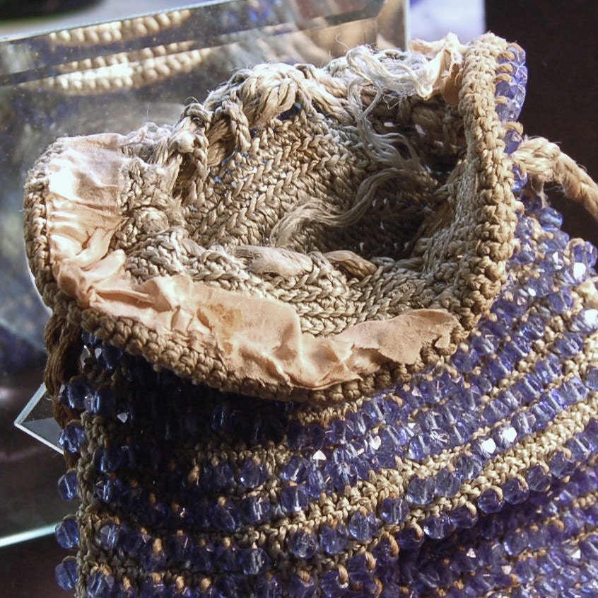 Antique Blue Beaded Purse - 1910