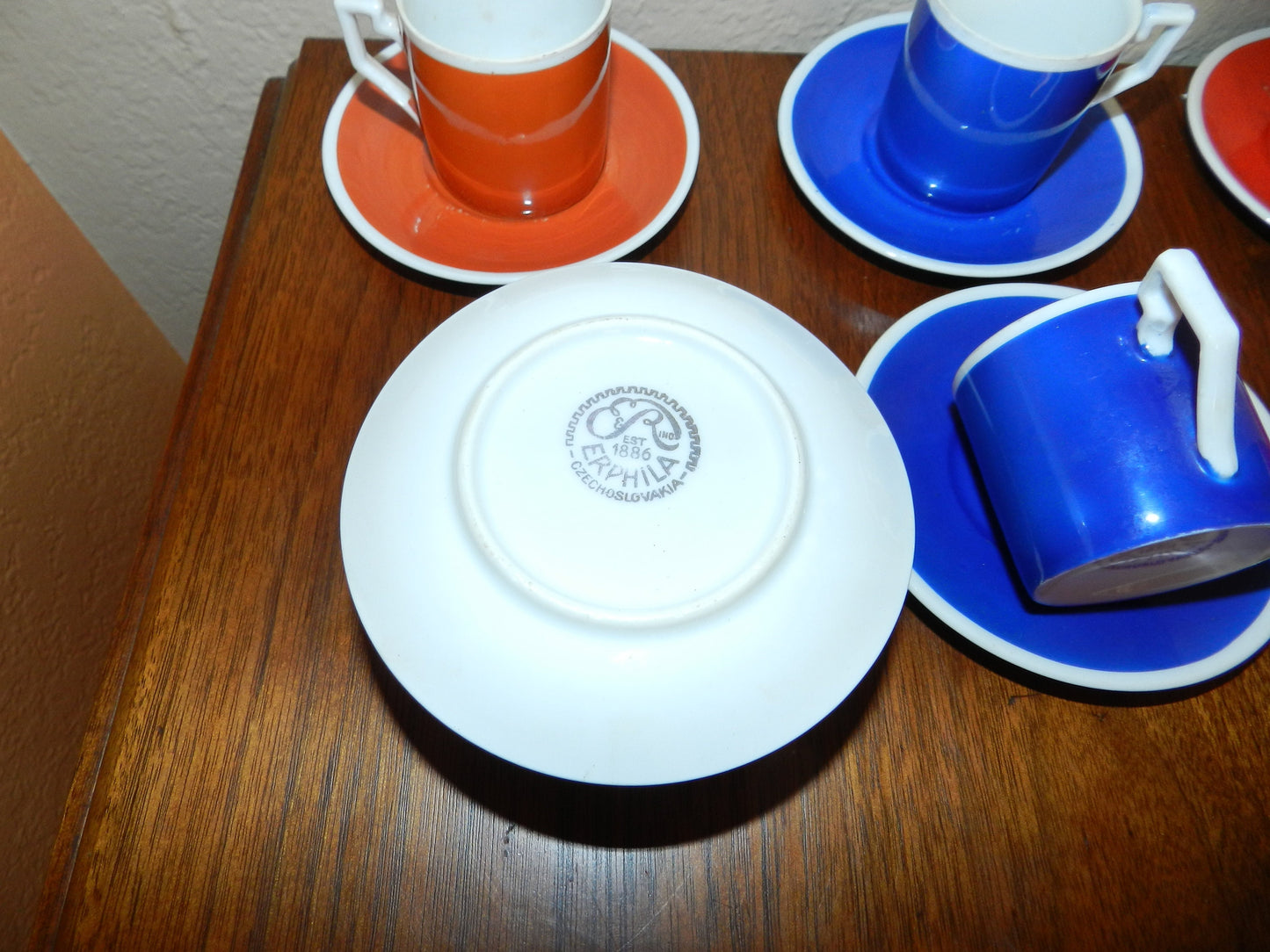 Vintage MCM Erphila Demitasse Cup & Saucer Set of 6, Expresso, Authentic Mid Century Mid-Century Modern