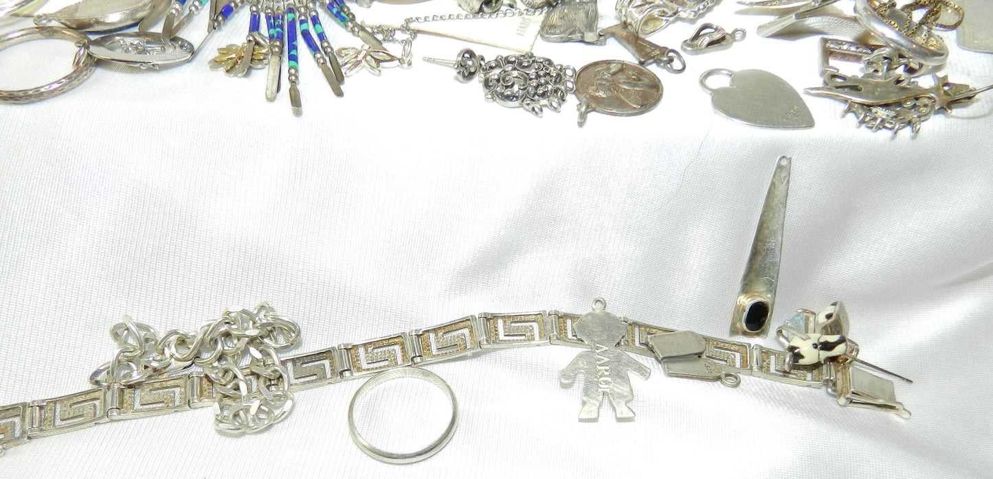 Vintage Sterling Silver Scrap Wear Repair Lot 925 Mixed Items 114g