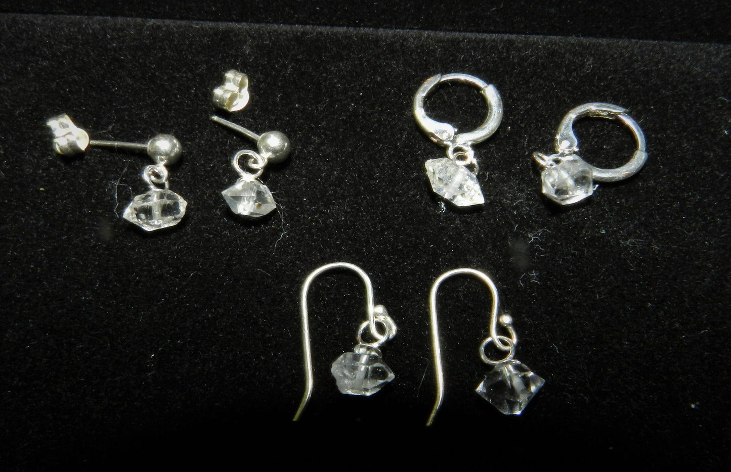 1 Pair Natural Herkimer Diamond Earrings Sterling Silver