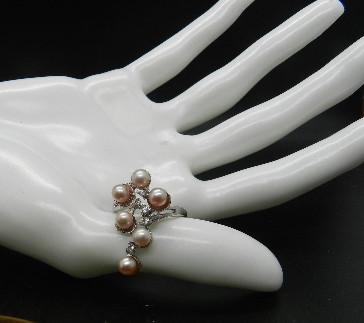 Vintage Sterling Silver Pearl Ring SZ 9 1/4