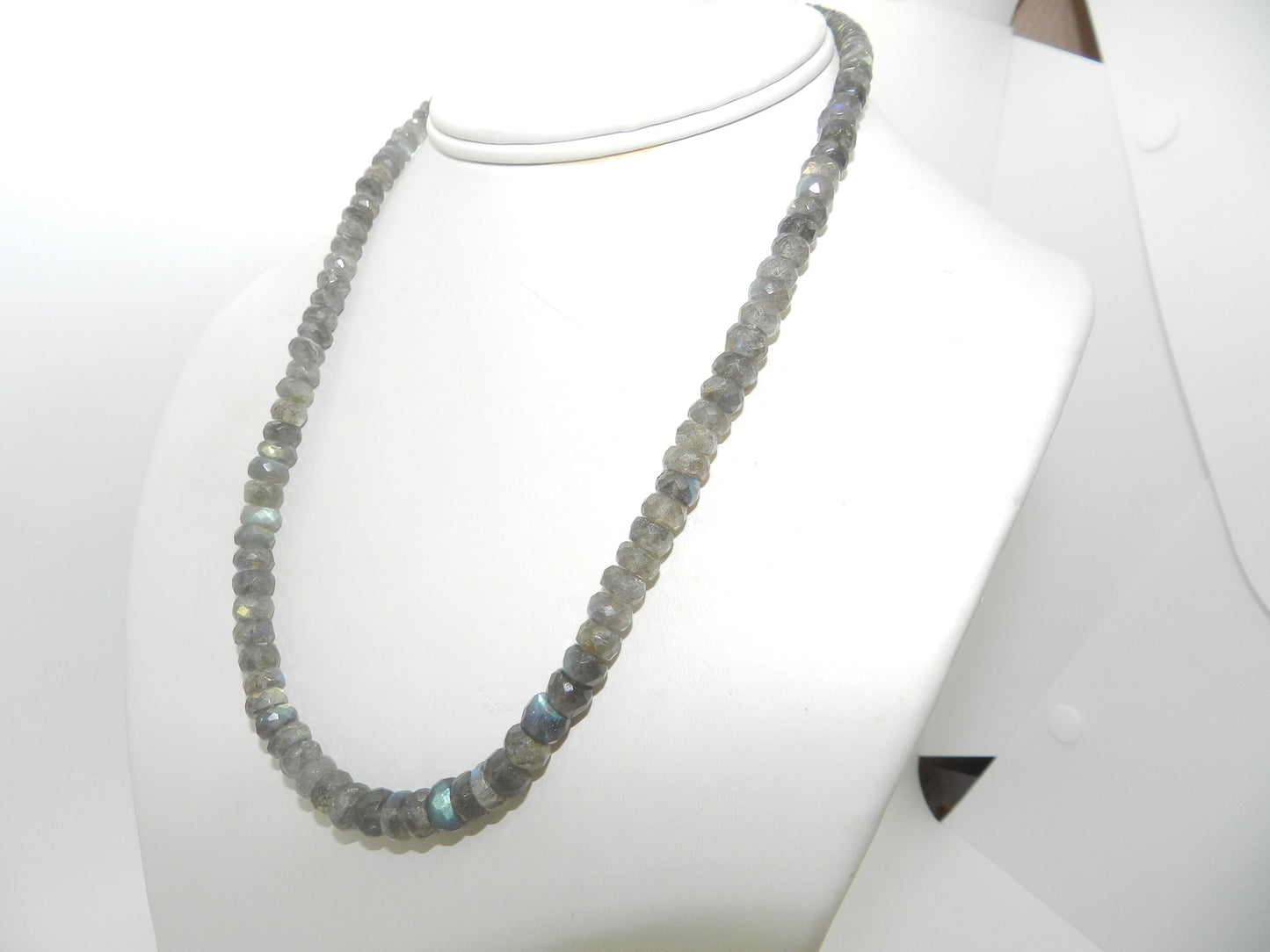 18" Authentic Labradorite Necklace Sterling Clasp