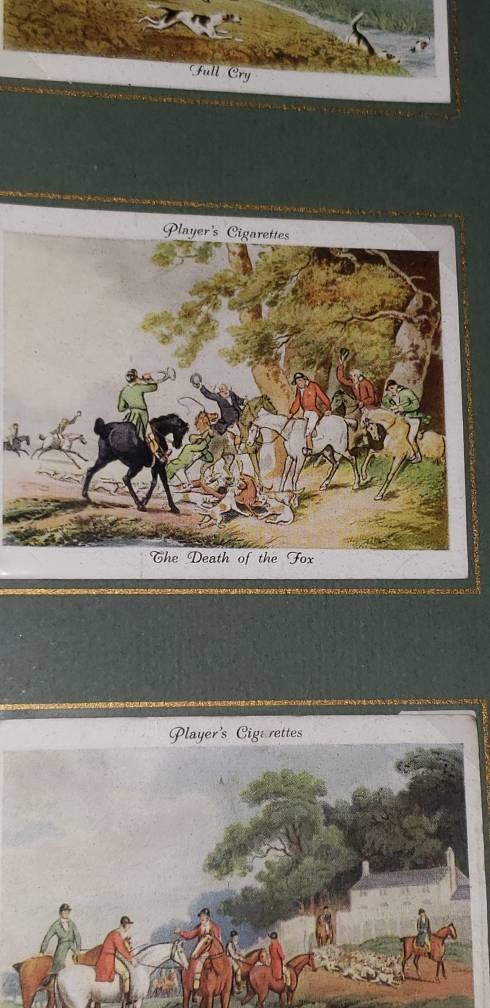 Vintage Framed Foxhunting  Player's Cigarette Cards 1938  Authentic Cigarette Cards  Small