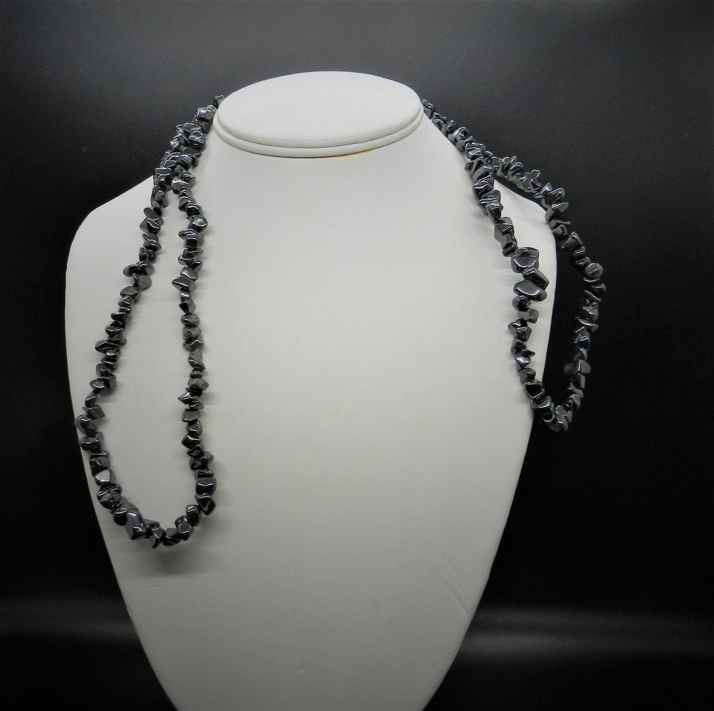 37" Authentic Hematite Nugget Strand Necklace