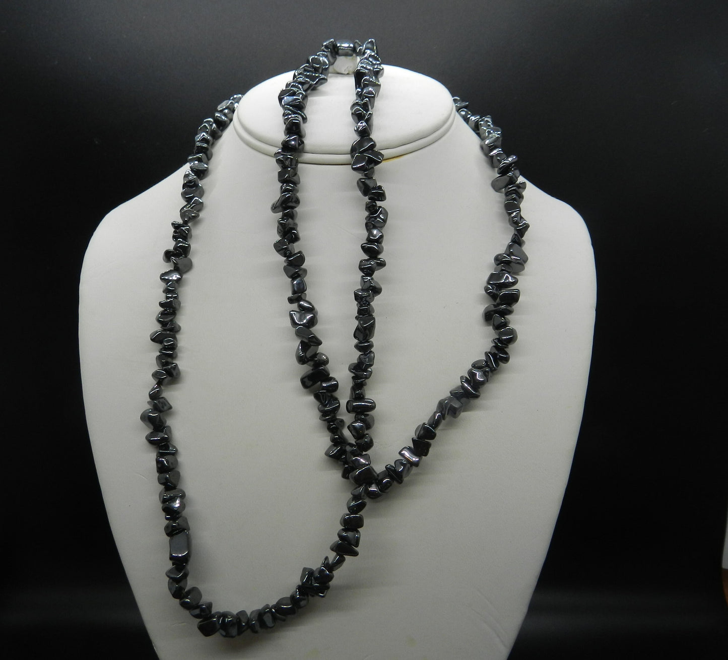 37" Authentic Hematite Nugget Strand Necklace