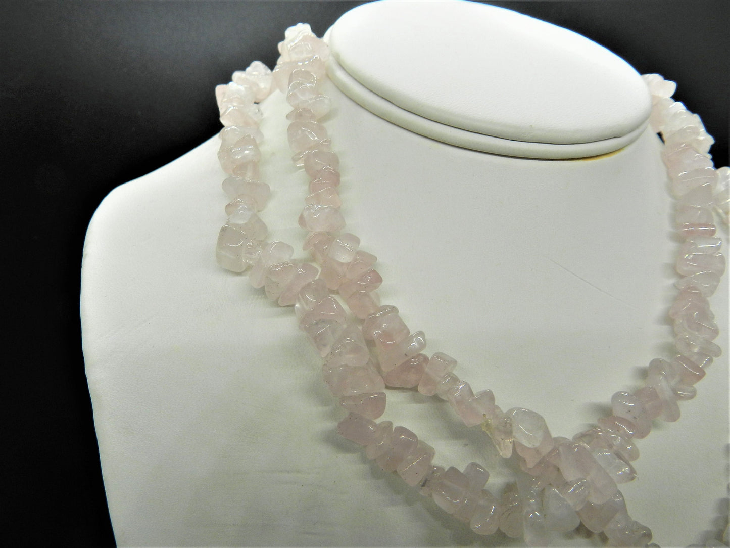 32" Authentic Rose Quartz Nugget Strand Necklace