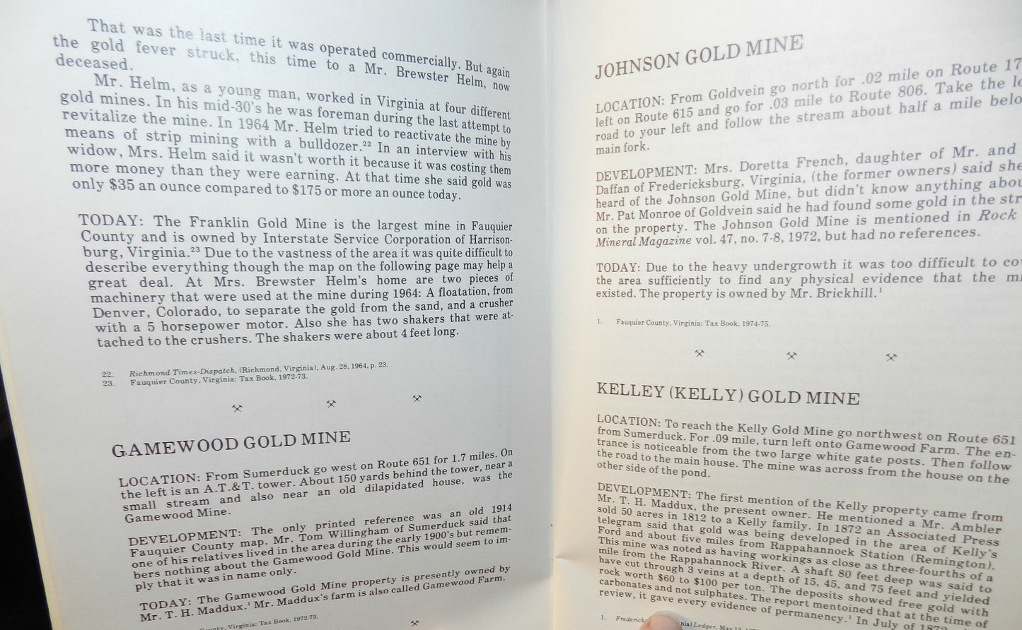 Gold Mines of Fauquier County Virginia-Vintage Booklet by Barron