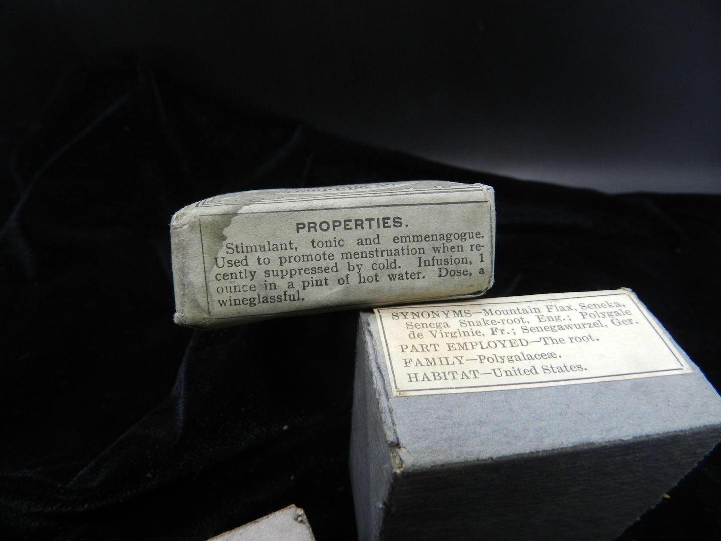 Antique Herbal Treatment Boxes - Unopened -Parke, Davis & Co. - Allaire Woodward Co. - Hellebore, Seneca, Marjoram