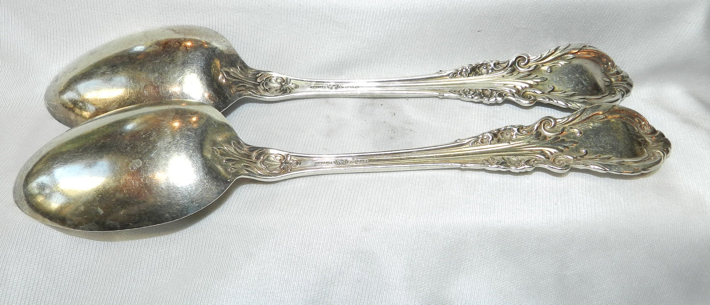 2 Vintage Large Sterling Silver Wallace Serving Spoons - Sir Christopher Pattern - 925 Authentic - Rare
