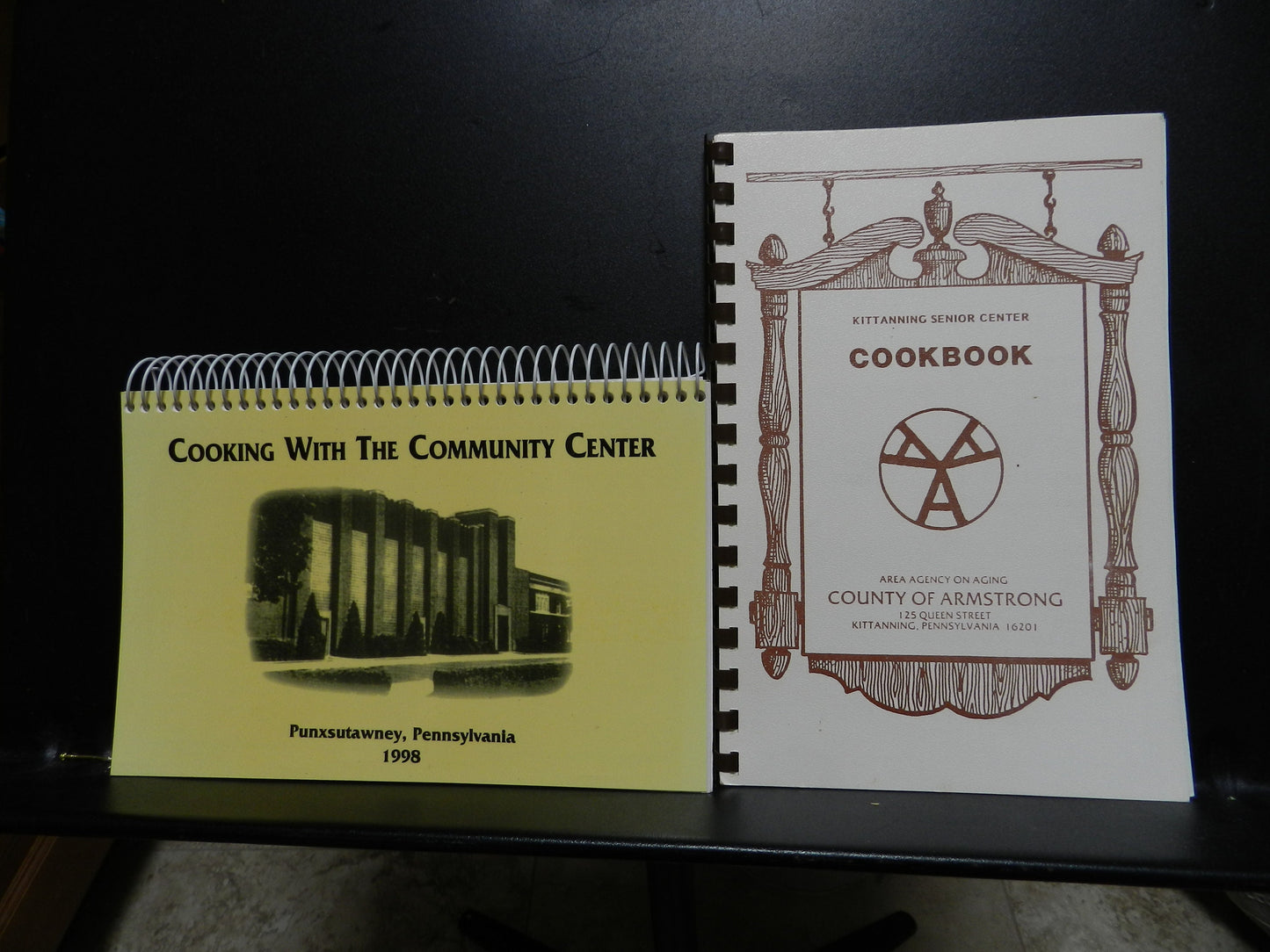 Vintage  Cookbook Lot of 2 -  "Kittanning Senior Center Cookbook" " Cooking with the Community Center"  1975 & 1998