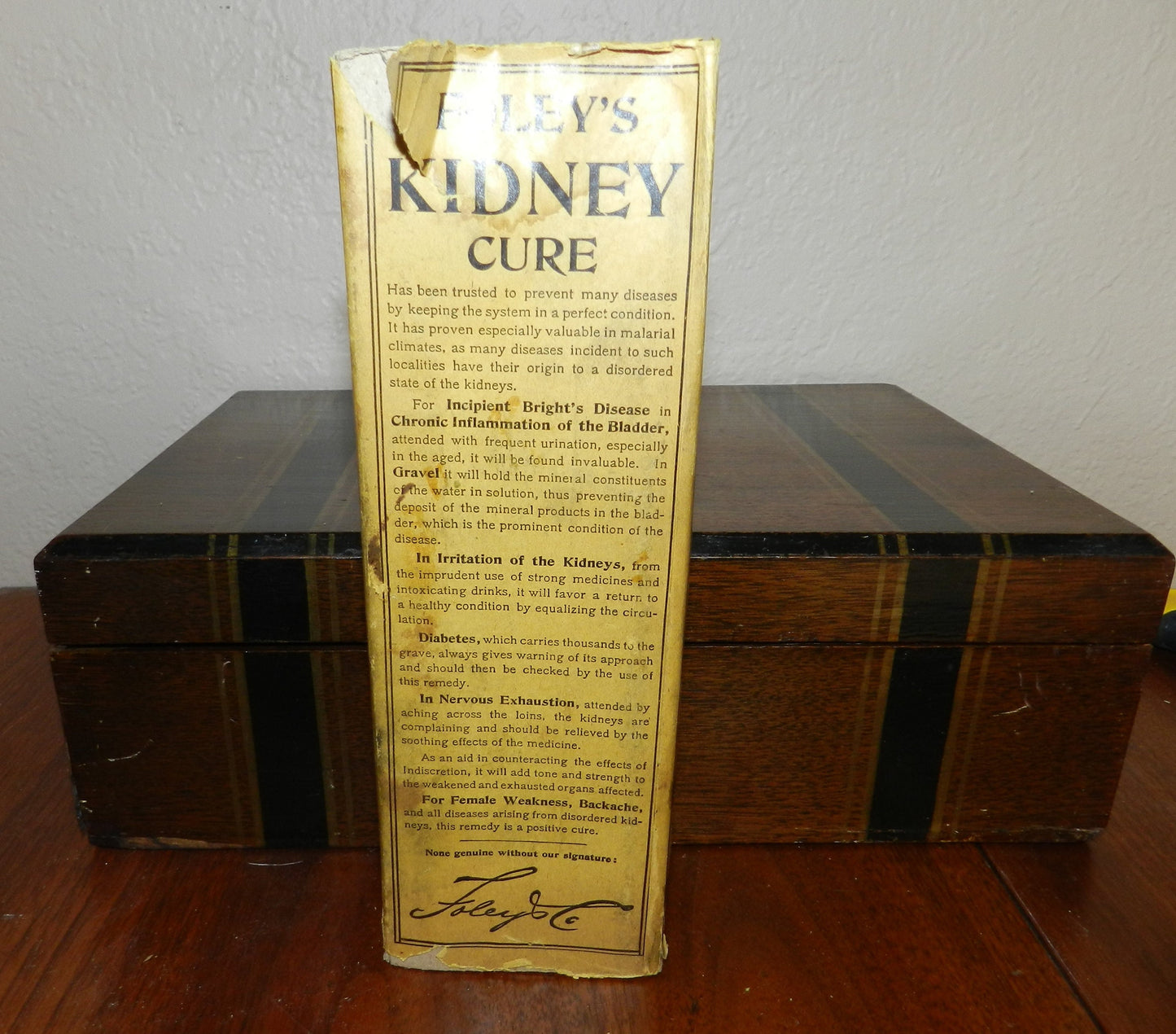 Authentic All Original Antique Medicine Bottle Foley's Kidney Cure - Embossed - Applied Pointil
