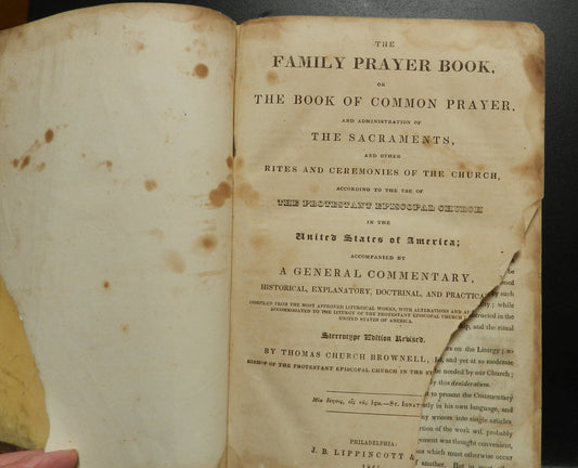 Antique Family Prayer Book  1865 - Episcopal Church - Commentary