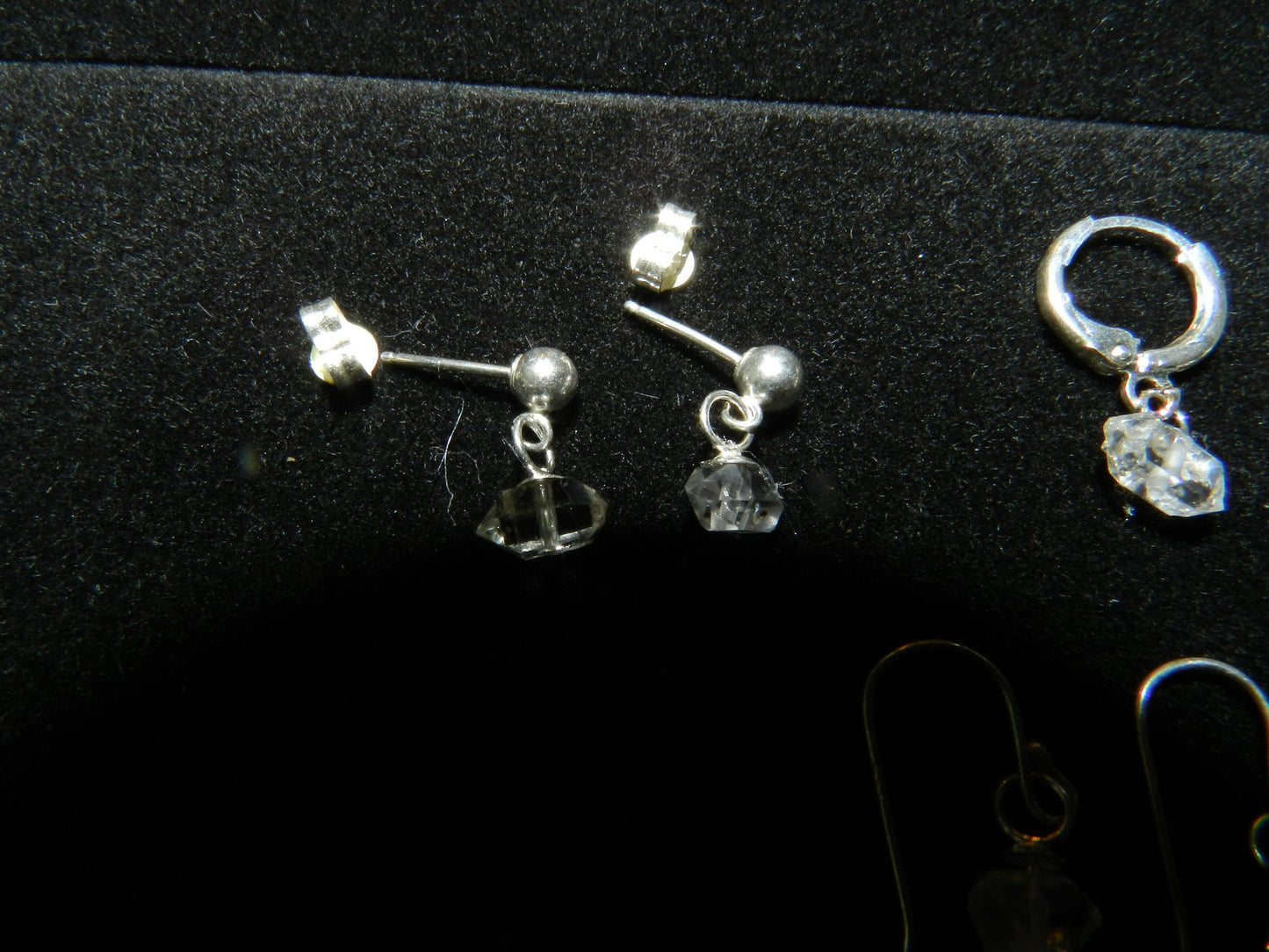 1 Pair Natural Herkimer Diamond  Earrings  Sterling Silver