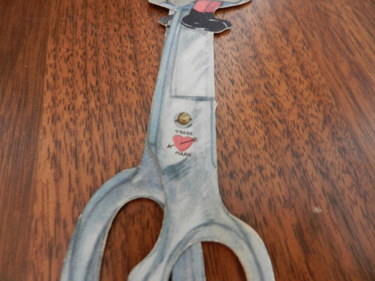 Rare Antique Figural Moving Valentine Card - 1910 - Scissors - Kissing Couple - NF
