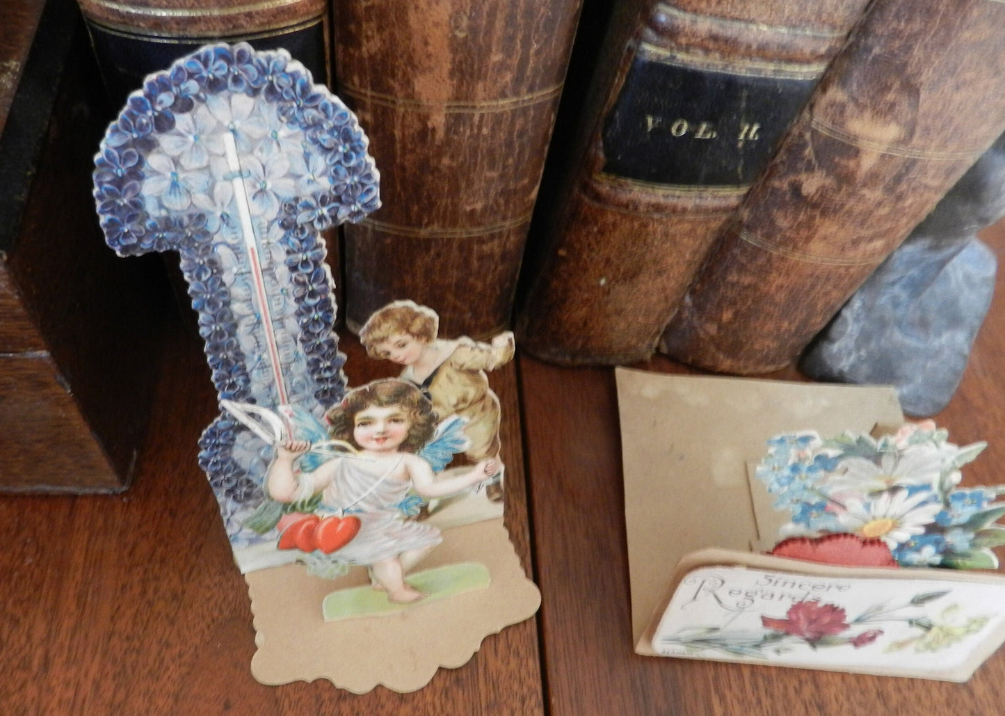 2 Antique  Cards -  Love - Valentine -Regards - General & Valentine - Printed in Germany - Popup