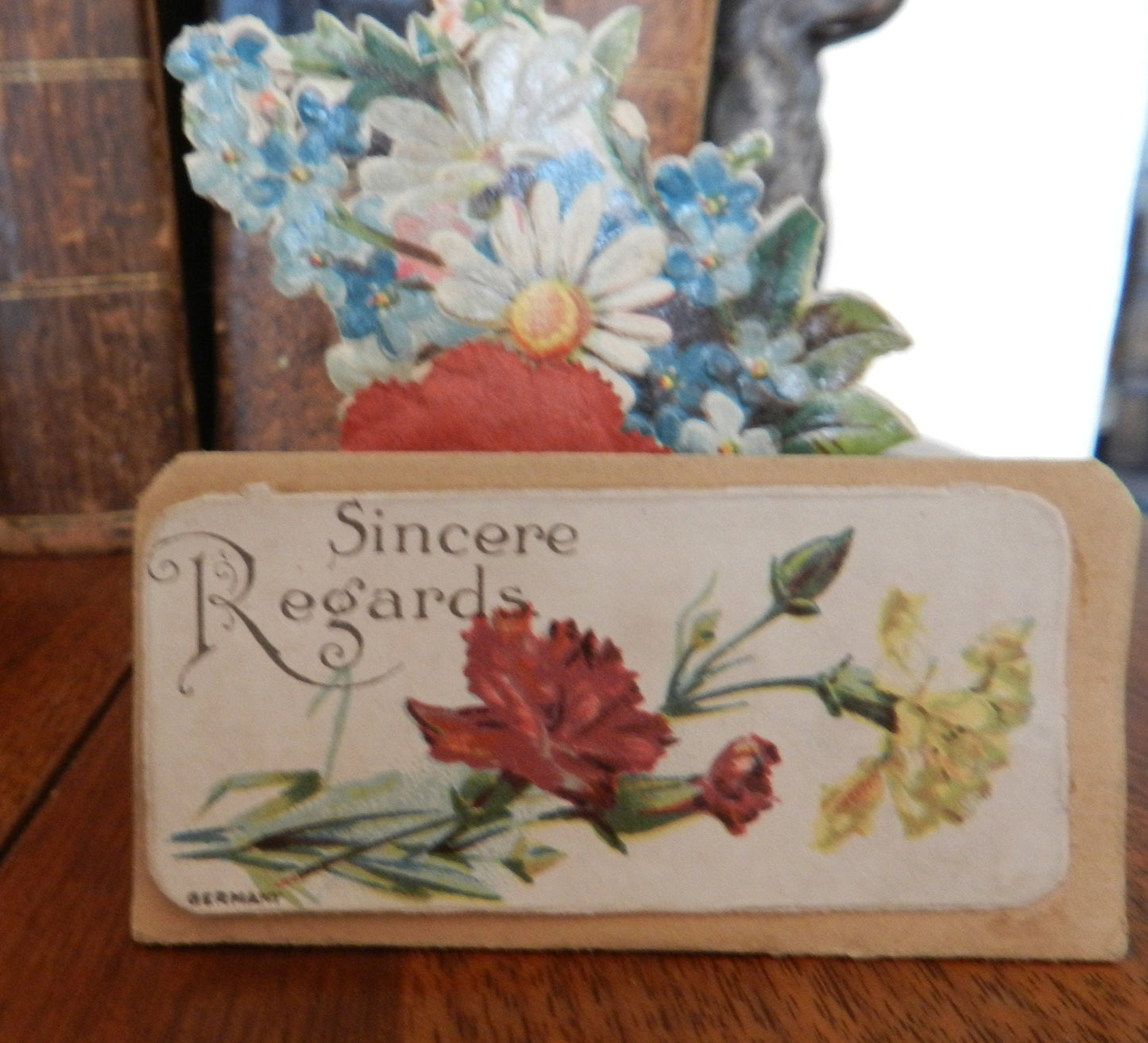 2 Antique  Cards -  Love - Valentine -Regards - General & Valentine - Printed in Germany - Popup