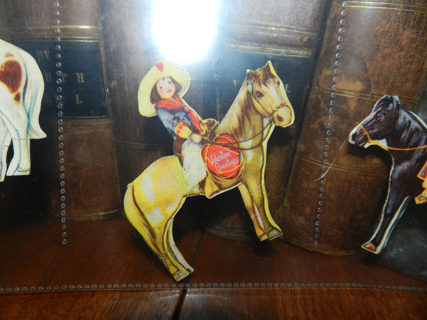 3 Small Figural Vintage  Cards - Valentine -Horse - Pony - General & Valentine - Printed in USA