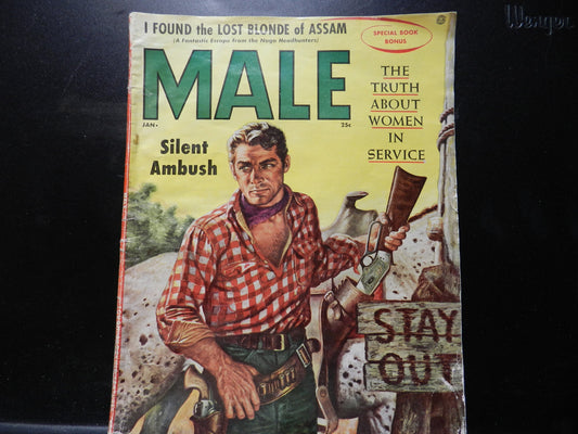 1956 Vintage "Male" Magazine - January 1956  Adventure - Expose - Fiction - Male Call