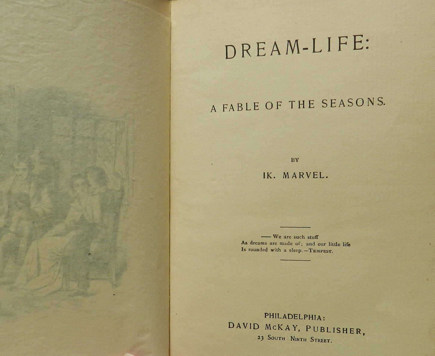Antique Book "Dream-Life  A Fable of the Seasons"    by Marvel  - Gilded Leather  Poor condition