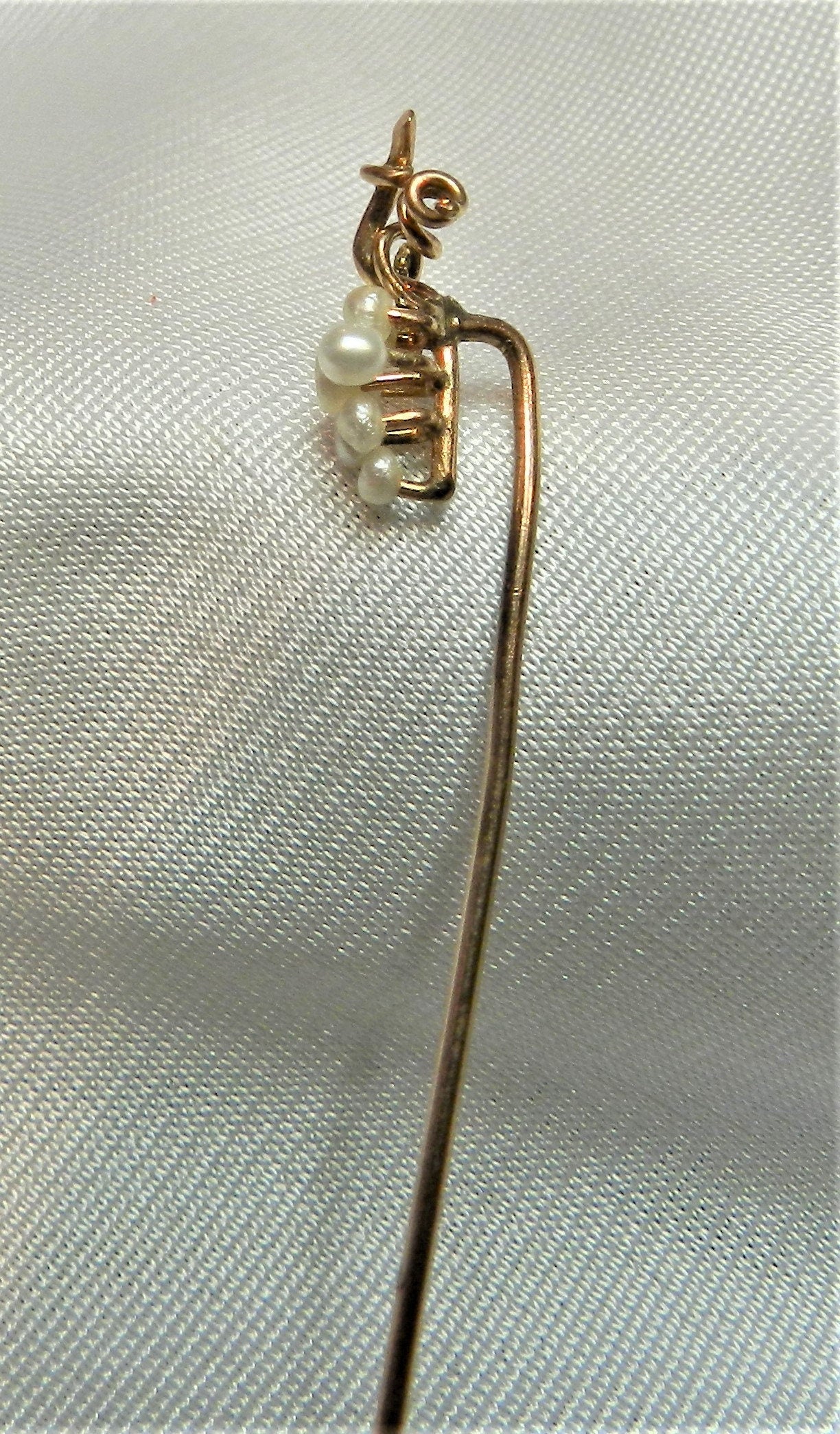 Antique 10K Pearl Cluster Stick Pin  Cravat Pin  Grapes