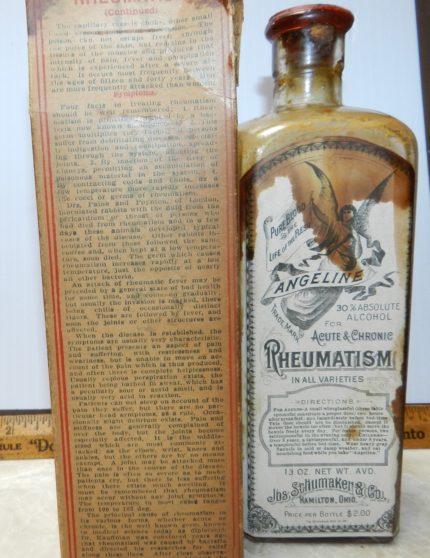 Authentic Antique Medicine Bottle - Angelina - Rheumatic - Old Apothecary