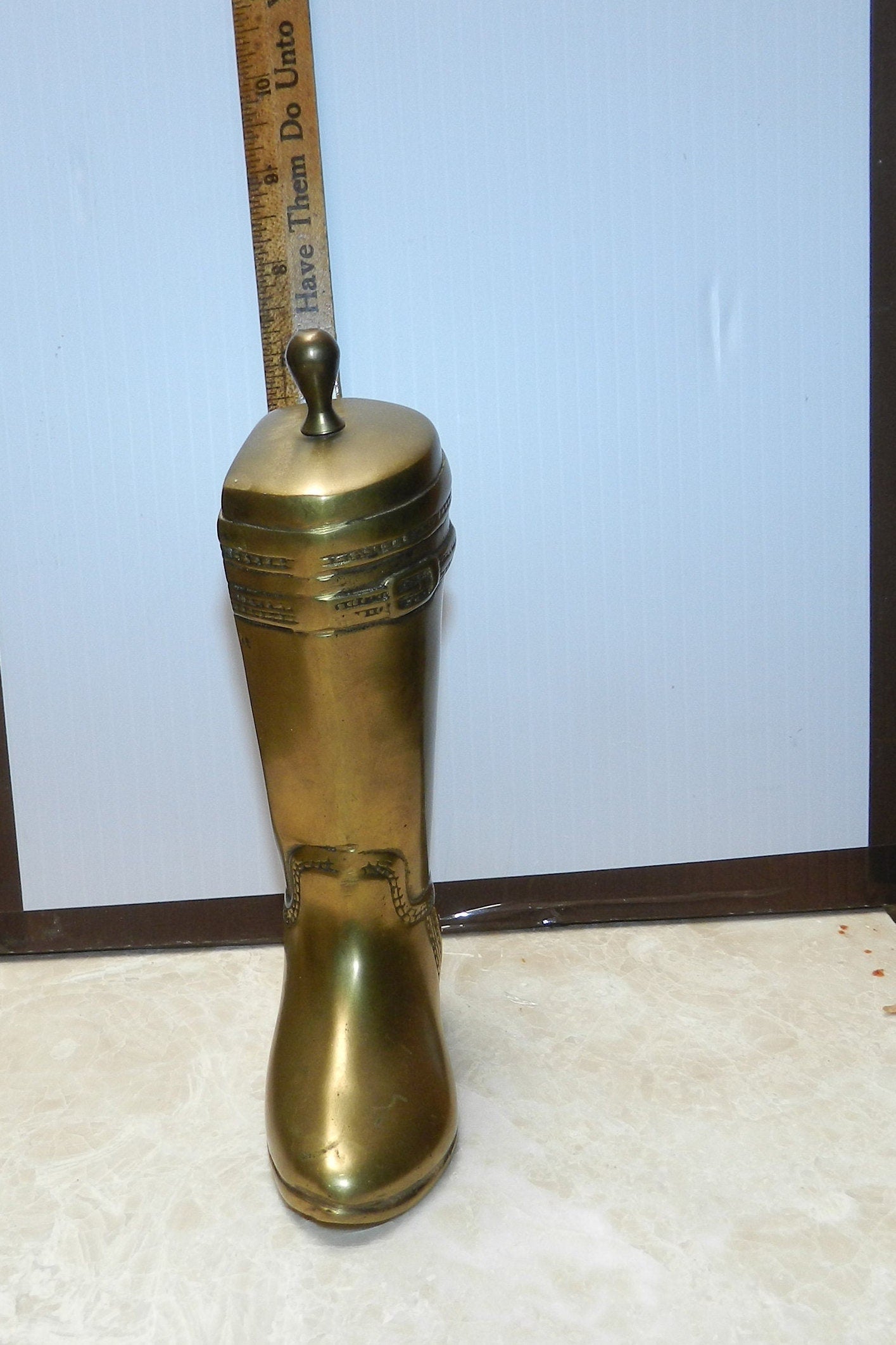 Vintage Brass Riding Boot Bookend - Equestrian Boot - Heavy Book End