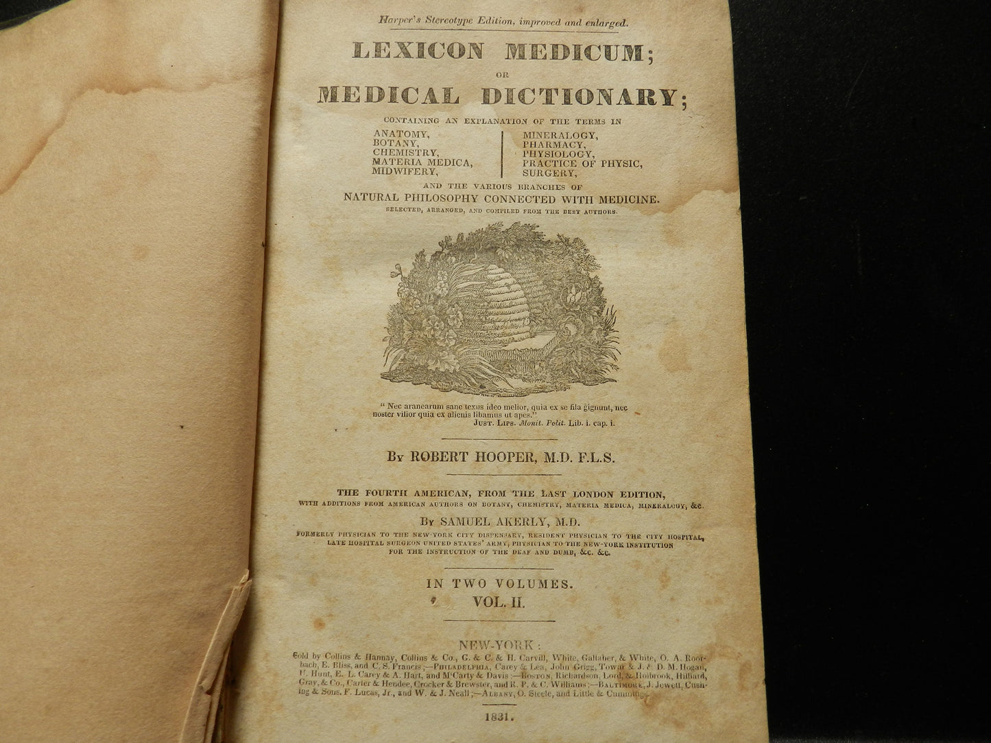 Antique Medical Dictionary " Lexicon Medicum or Medical Dictionary" By Hooper - 1831 - Medical Dictionary - 2 of 2