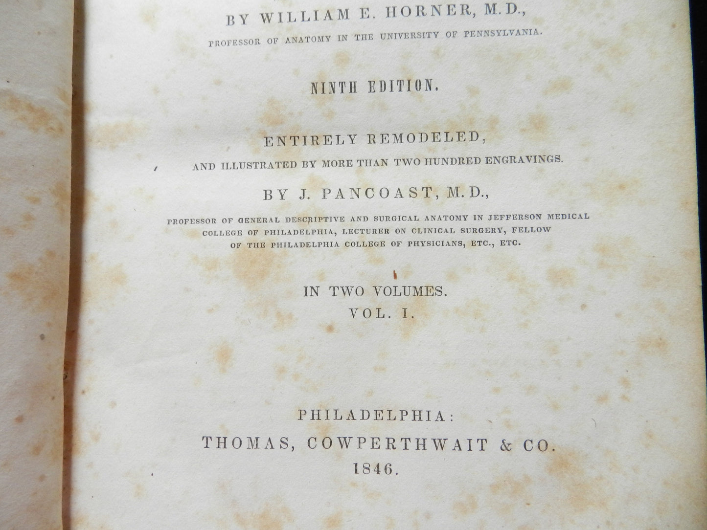 Antique Medical Book "A System of Human Anatomy for the use of Students of Medicine" By Wistar- 1846 - 9th edition.