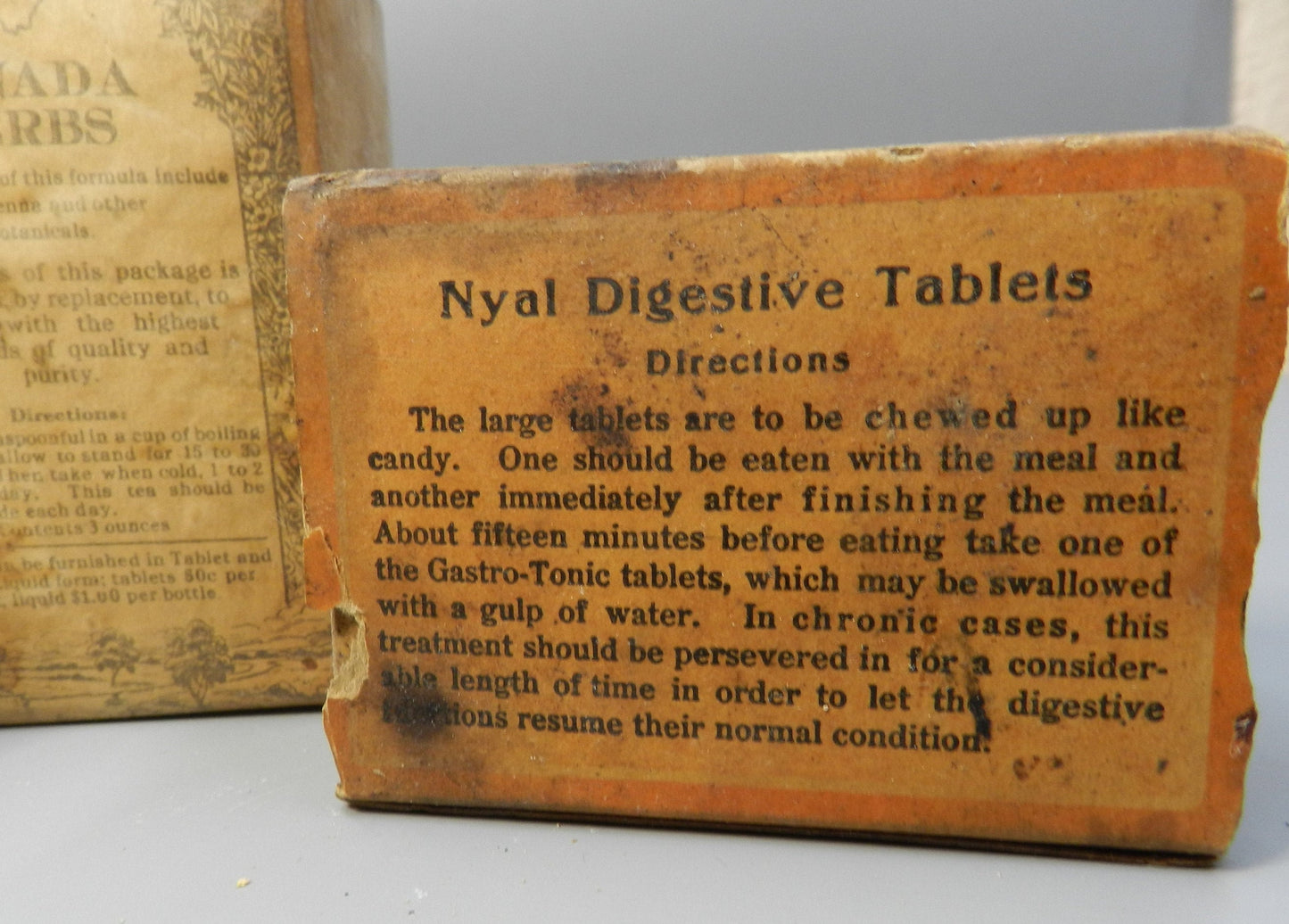 Antique Herbal Treatment Box & Bottle-  Sonada Herbs - Nyal Digestive - Freezone - Patent Medicine